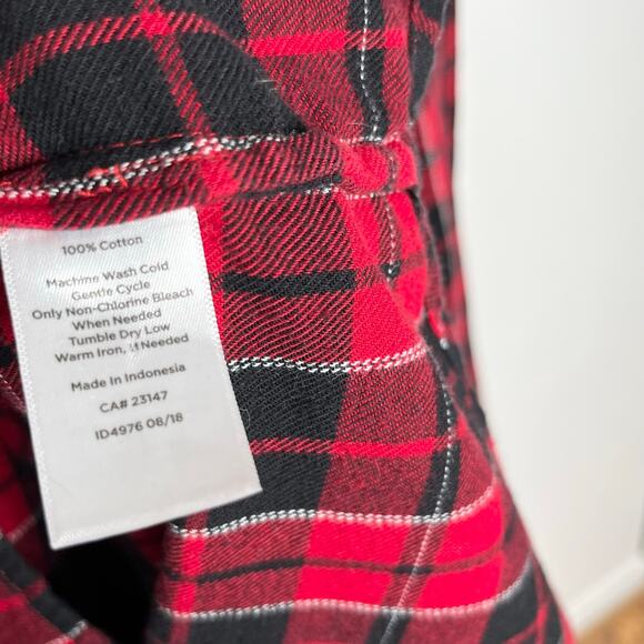 Talbots Long Sleeve Popover Flannel Top Womens 3X Red Black Plaid Cotton - Picture 8 of 8